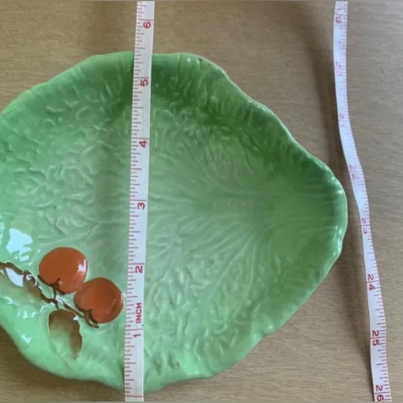 Green cabbageware leaf tomato decor 1930s Beswick Carlton England Serving bowl - Picture 9 of 16